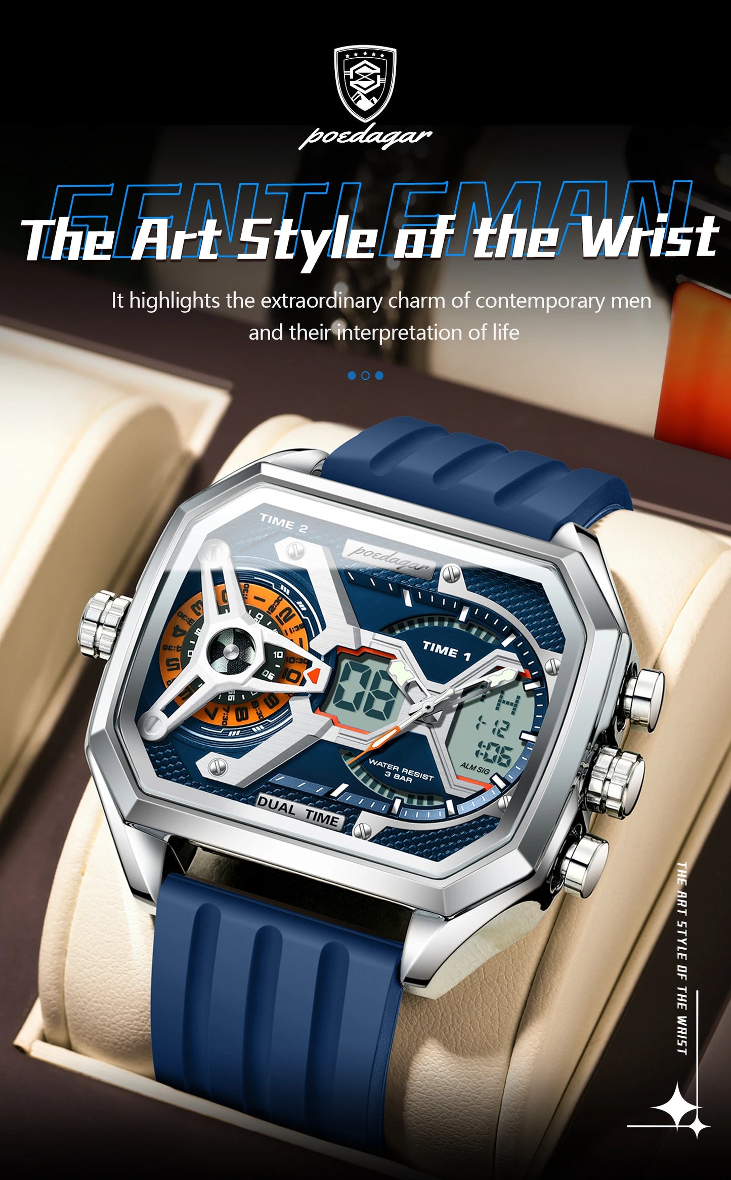 Orologio Uomo Quarzo Acciaio Inossidabile Orologio digitale Cronografo sportivo