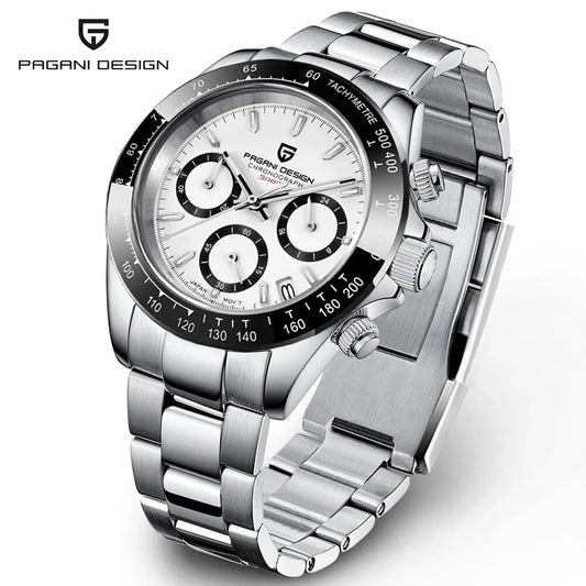 Herren Armbanduhr Silber Gold Edelstahl Fashion Quarz Uhr Chronograph Business
