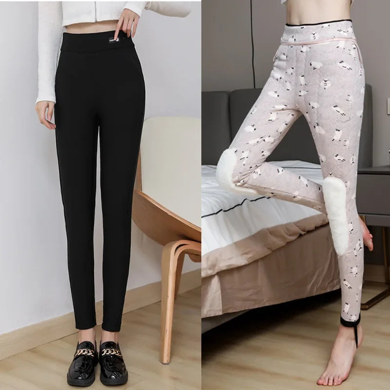Frauen Hose Winter Leggins Warm Thermohose Innenfleece Leggings Strumpfhose