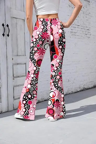 [Du bist mein Geheimnis] 60er 70er Damen Hippie Hose Bell Bottom Boho Hose Schlaghose Retro Hose für 70er Jahre Mottoparty
