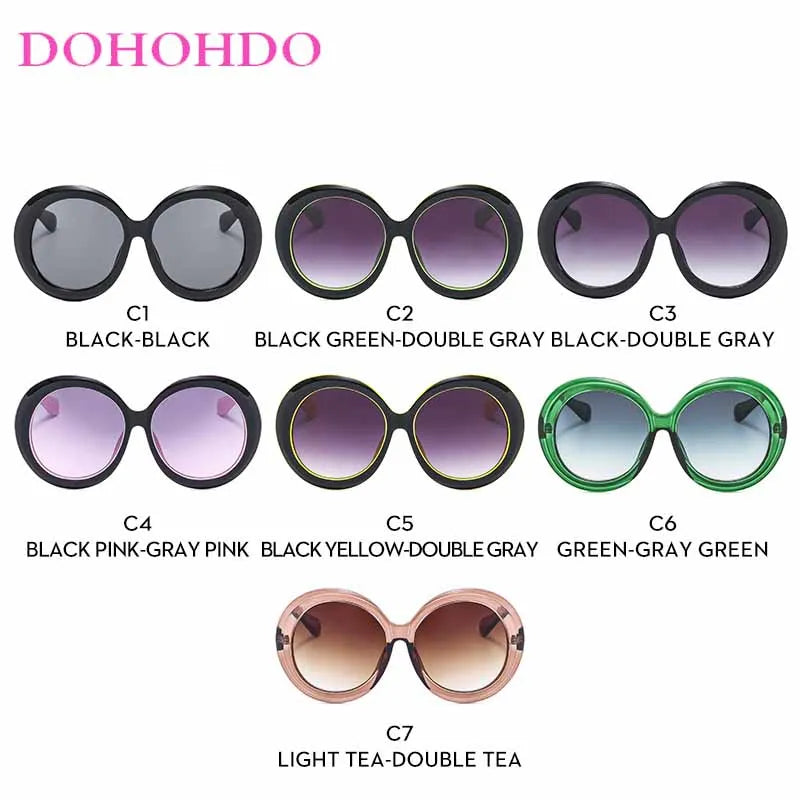Damen Sonnenbrille Designer Luxus Brille Runde Übergröße Gläser Vintage UV400