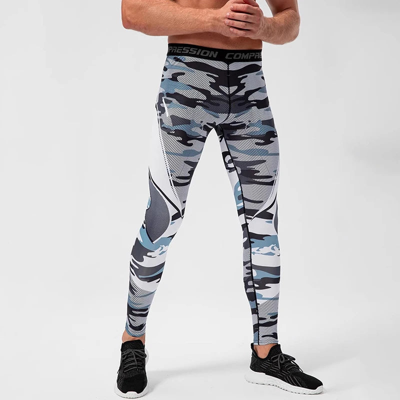Pantaloni a Compressione da Uomo Leggings Calcio Corsa Palestra Leggins Calza