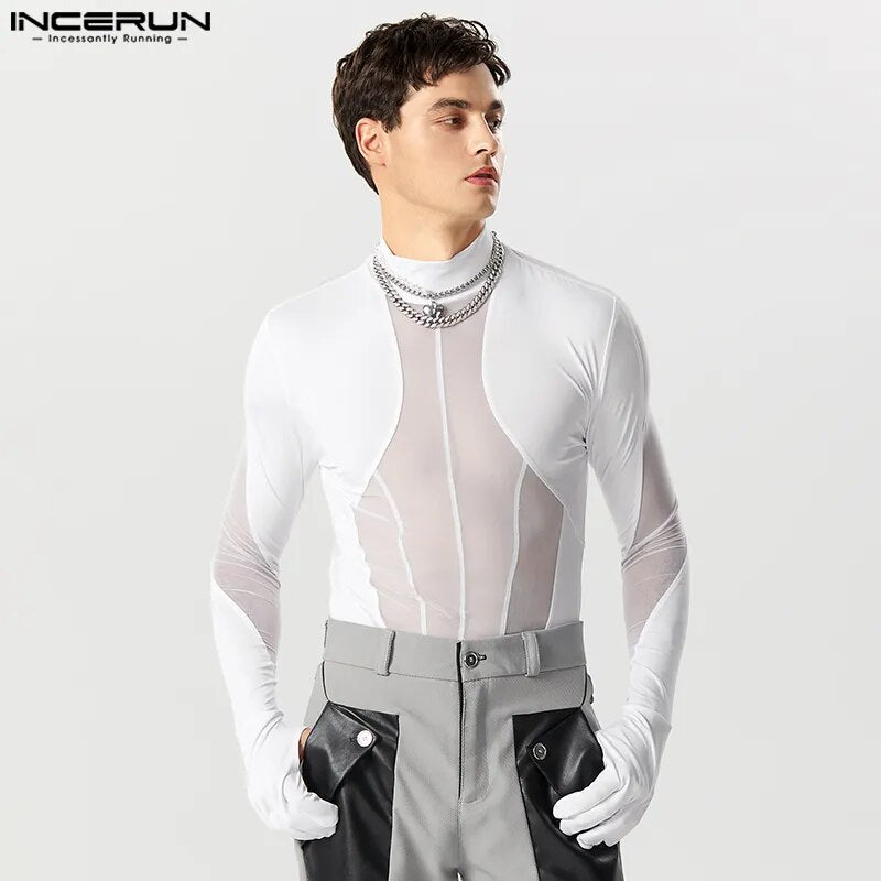 Fetisch Fashion Männer Sexy Bodysuits Herren Body Shirts Hemd Transparent Club