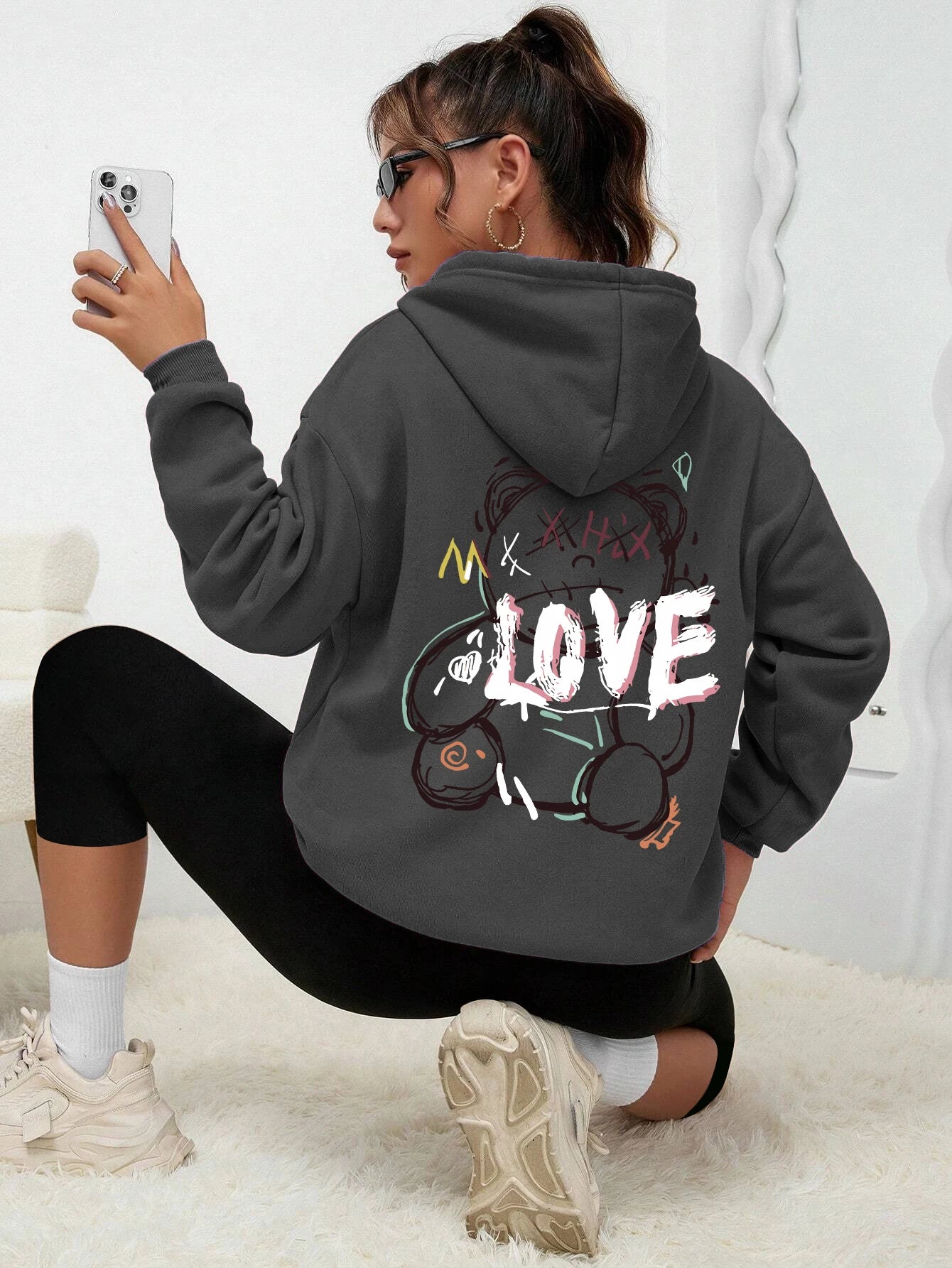 Teddybär Kapuzenpullover Sweatshirt Fleece Hoodie Pulli Damen Kapuzenpulli Shirt