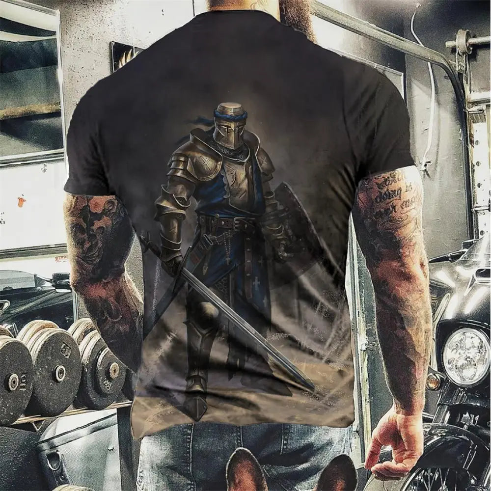 Herren Fashion Vintage 3D T-Shirt Rundhals Unisex Sommer Sparta Streetwear