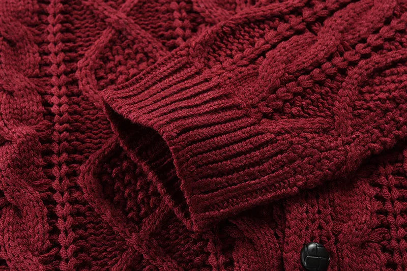 Herren Herbst Jacke Übergangsjacke Sweatjacke Sweater Strickjacke mit Zopfmuster