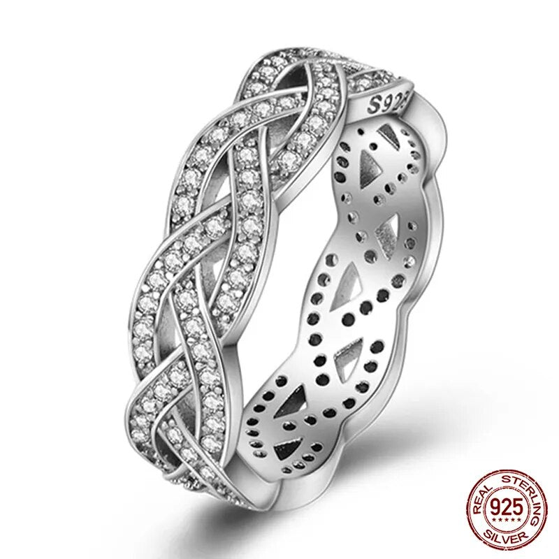 Massiv Sterling Silber 925 Ring filigran Fashion Damenring mit AAA Zirkonia