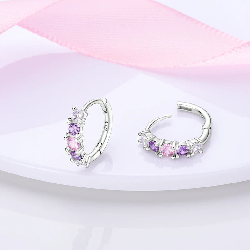 Orecchini a Cerchio in Argento 925 Sterling con Zirconi | Creole Brillantini