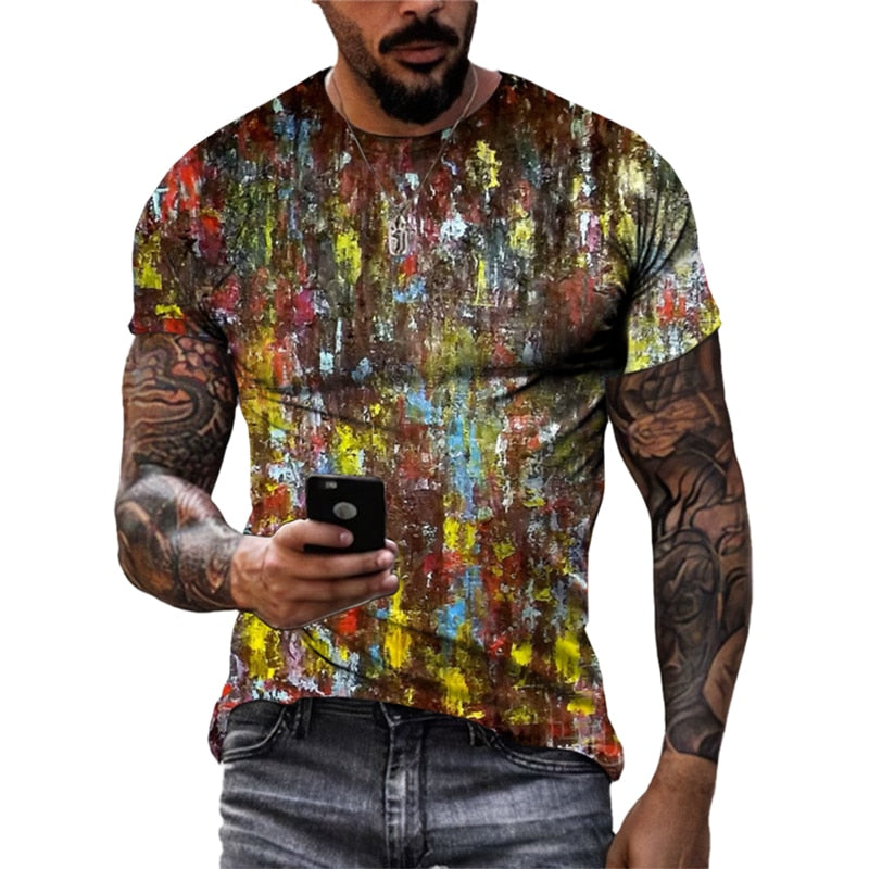 Herren Fashion Vintage 3D T-Shirt Rundhals Unisex Sommer Streetwear