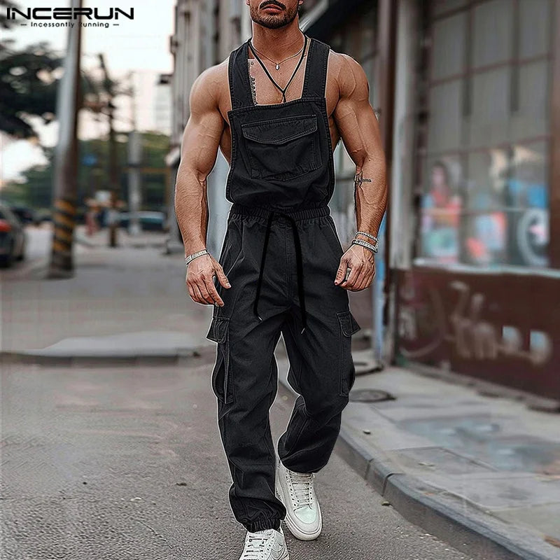 Männer Latzhose Hose Harems Pumphosen Pluderhosen Jogger Overalls Streetwear