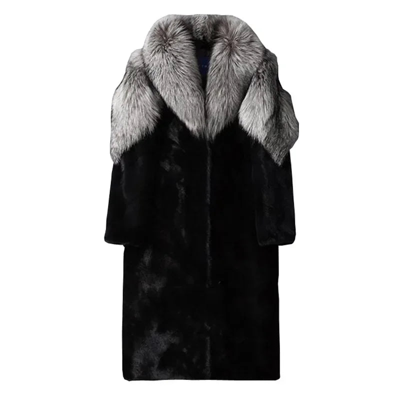 Herren Wintermantel Pelzmantel Kunstpelzmantel Herrenmantel Kunstpelz Mantel