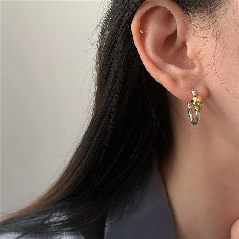 1 Paar Creolen aus 925 sterling Silber Ohrringe Skull Ohrschmuck Ohrstecker