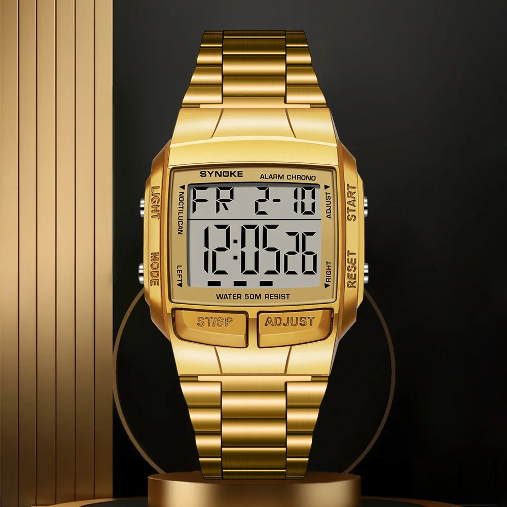 Herren Armbanduhr Digital Uhr Silber Edelstahl Quarzuhr Luxus Chronograph