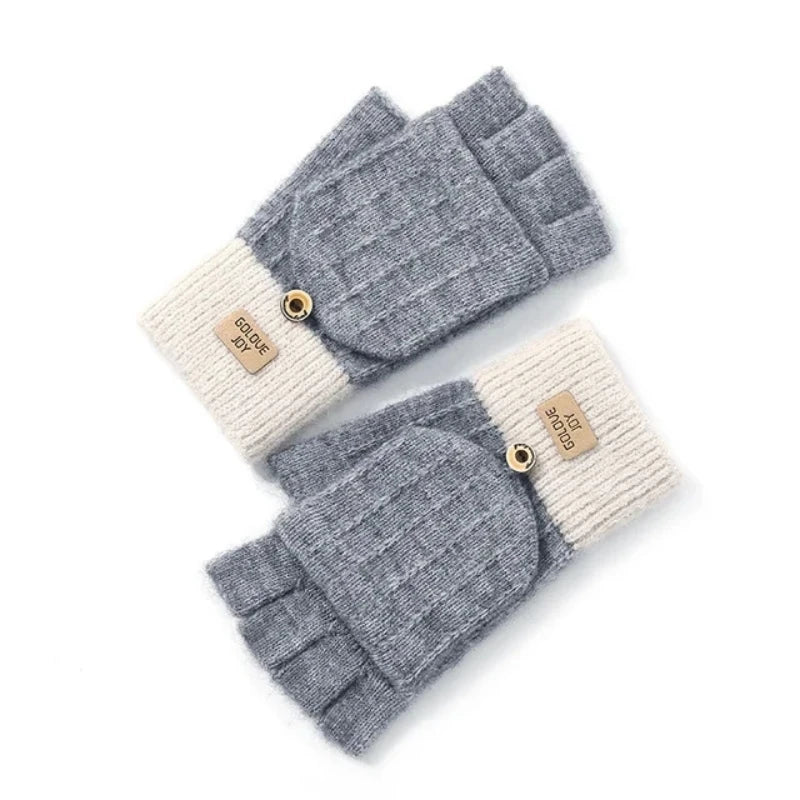 Damen Handschuhe Herbst Winter Gestrickte Damenhandschuhe Fäustlinge Touchscreen