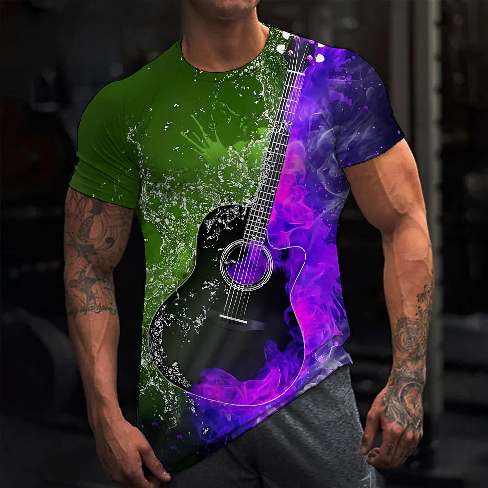 Fashion Herren Rock N Roll 3D T-Shirt Rundhals Unisex Sommer Streetwear Tank Top