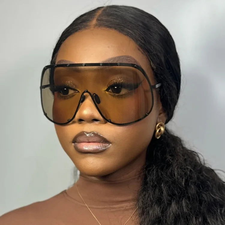 Damen Sonnenbrille Designer Luxus Brille Quadratische Übergröße Gläser Vintage