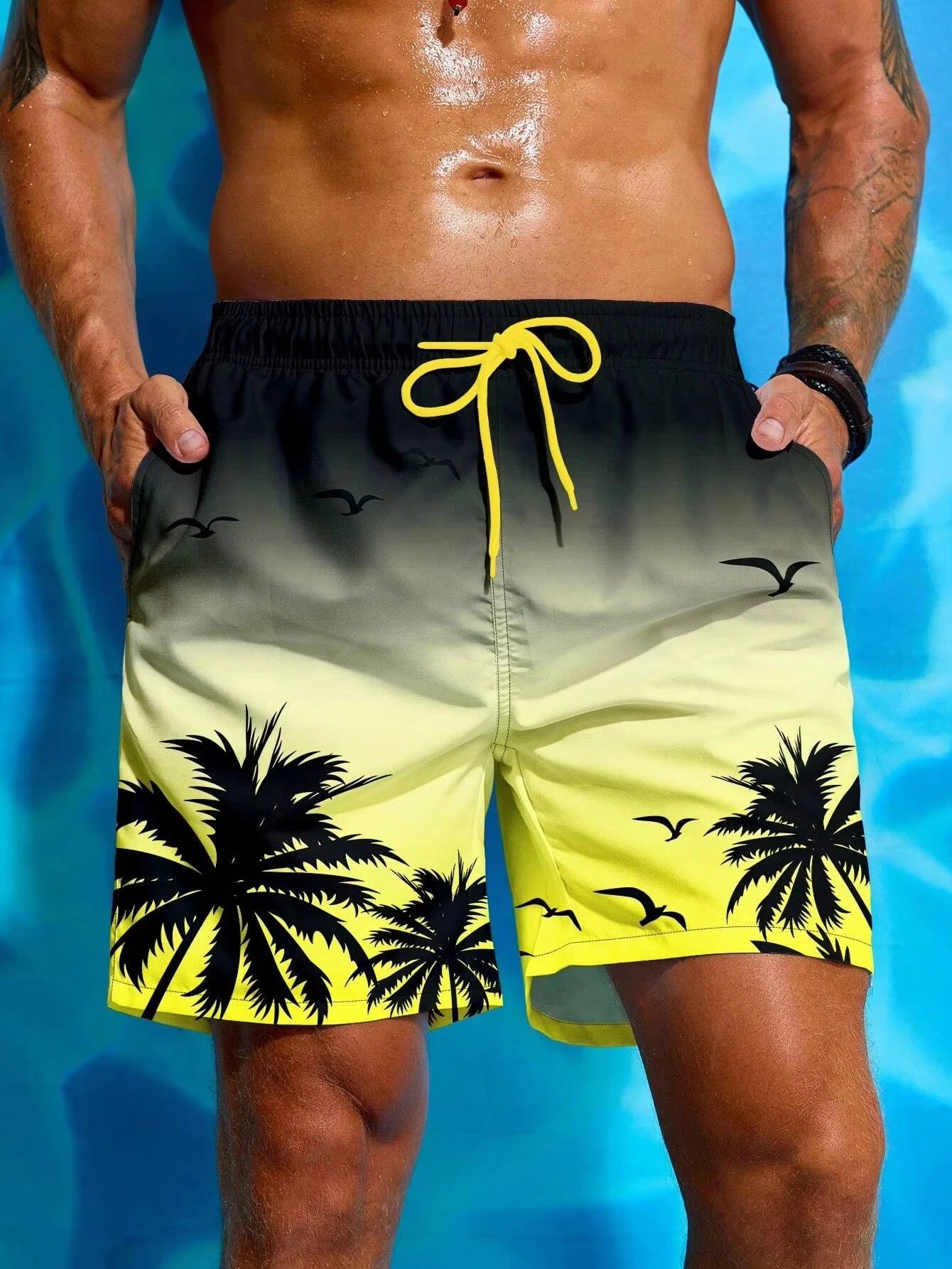 Hawaii-Badehose Herren Badeshort Kurzehose Shorts Schwimmhose 100% Polyester