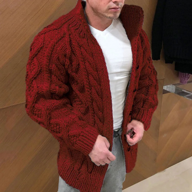 Herren Herbst Jacke Übergangsjacke Sweatjacke Sweater Strickjacke mit Zopfmuster
