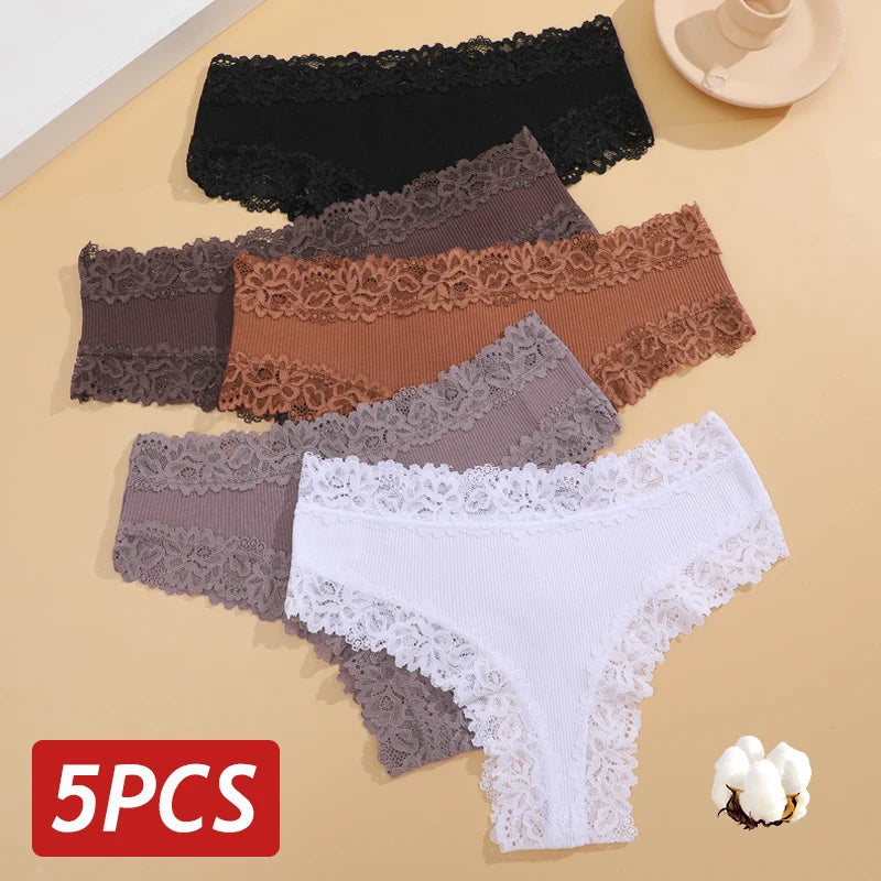 5Stk Frauen Spitze Tanga String Höschen Sexy Schlüpfer Slip Dessous Unterwäsche