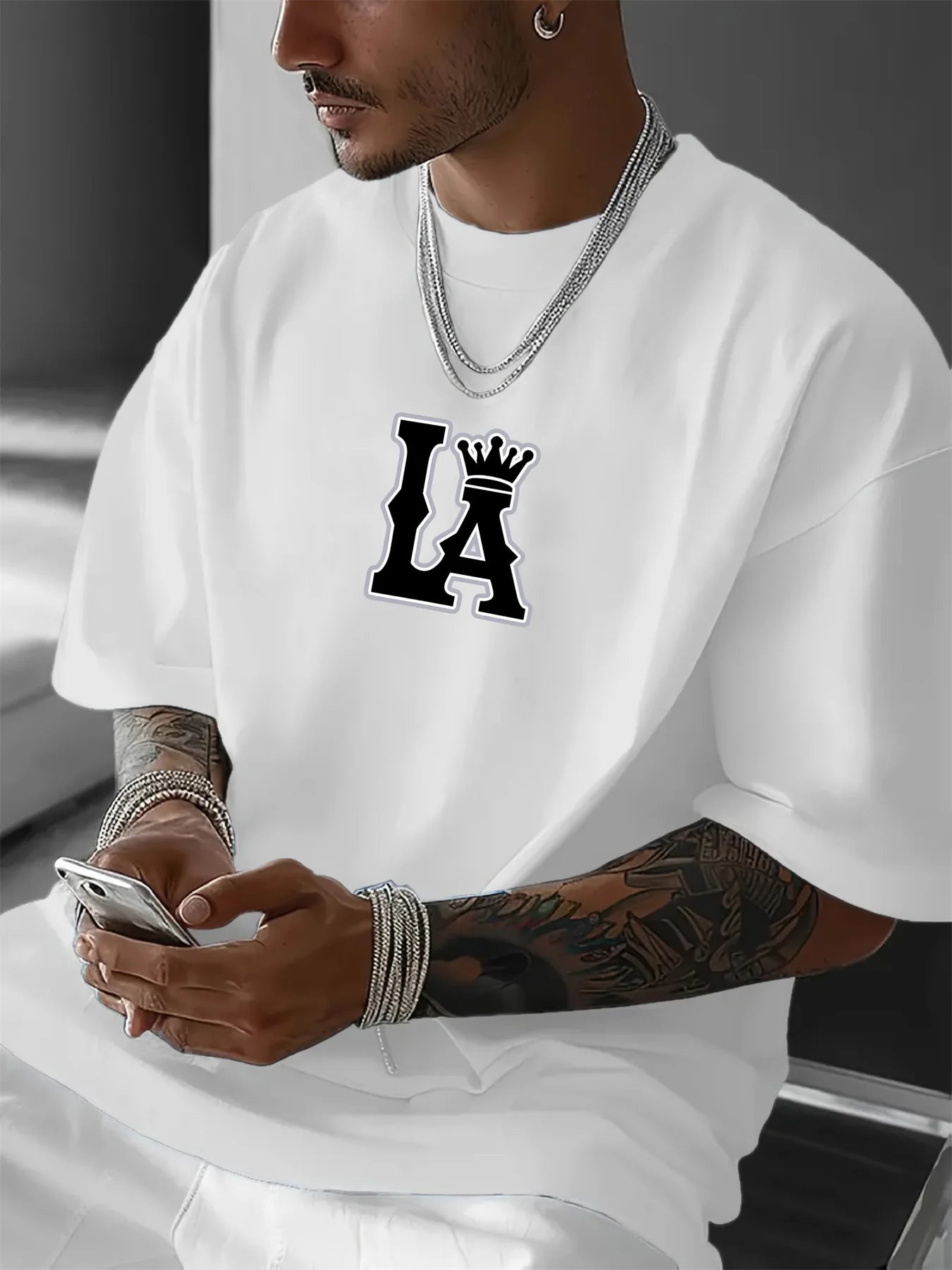 Herren T-Shirt Los Angeles Shirt Rundhals Streetwear Tank Top Hemd Polohemd