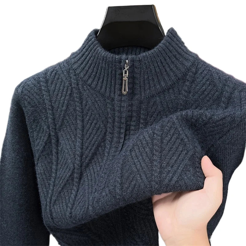 Herren Pullover Sweatshirt Troyer Pulli Sweater Stehkragen Zipper Langarmpulli