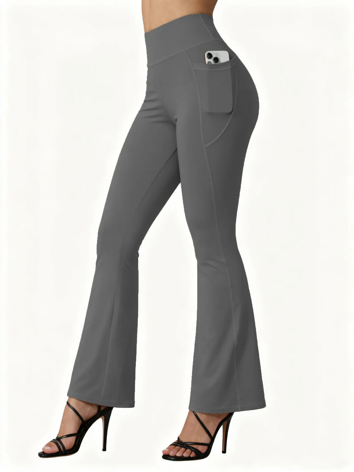 Yoga-Leggings Damen Hohe Taille Po-Lifting Weites Bein Taschen Übergröße