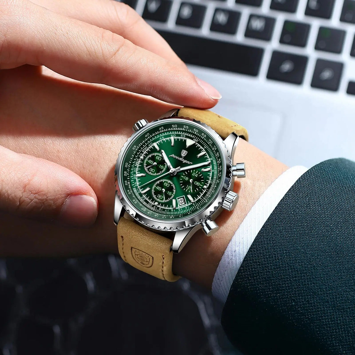 Herren Armbanduhr Digital Uhr Silber Edelstahl LED Quarzuhr Luxus Chronograph