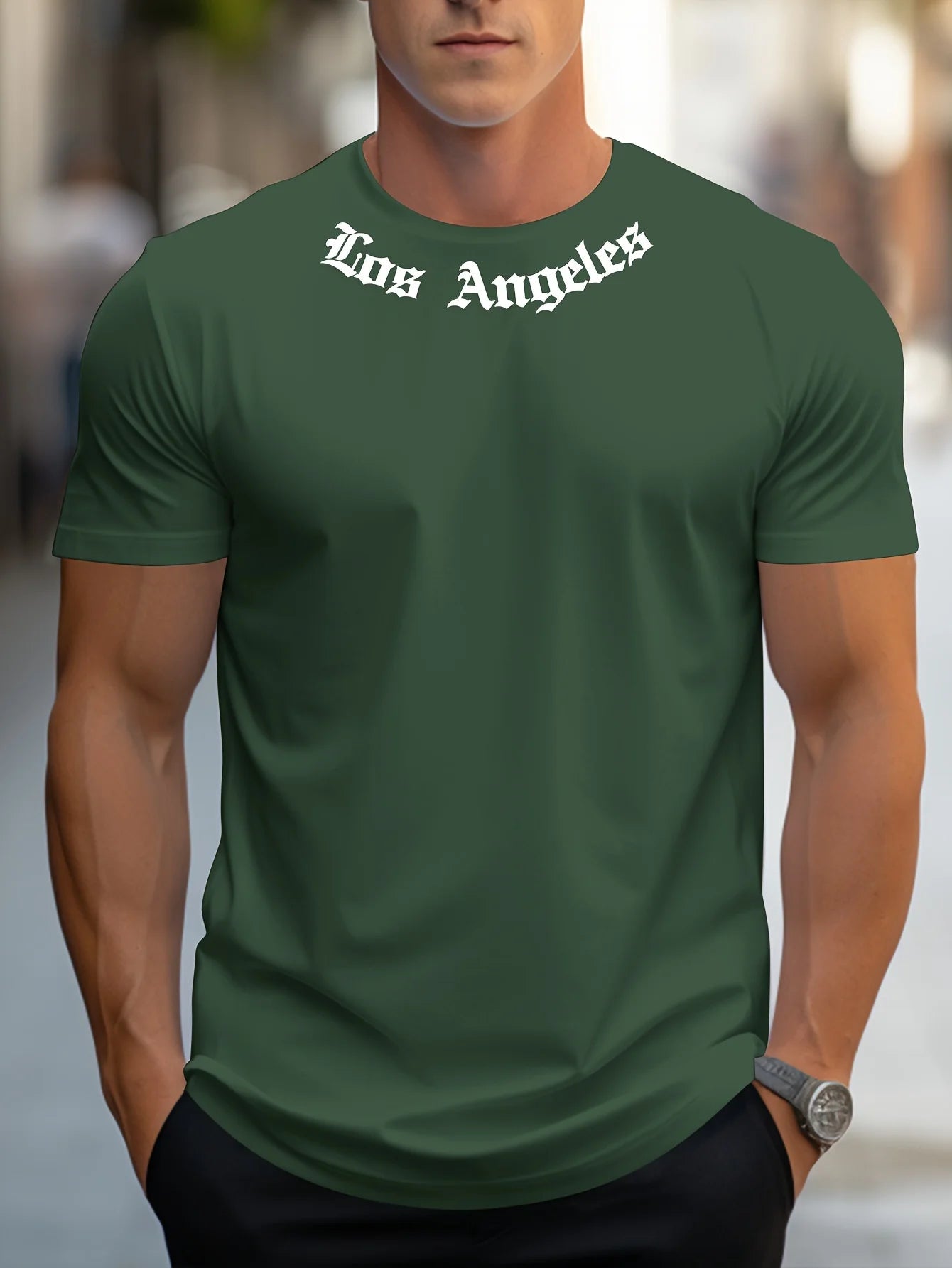 Herren T-Shirt Los Angeles Shirt Rundhals Streetwear Tank Top Hemd Polohemd