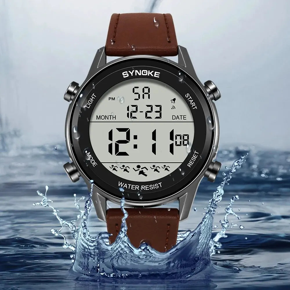 Herren Armbanduhr Digital Uhr Silber Edelstahl LED Quarzuhr Luxus Chronograph