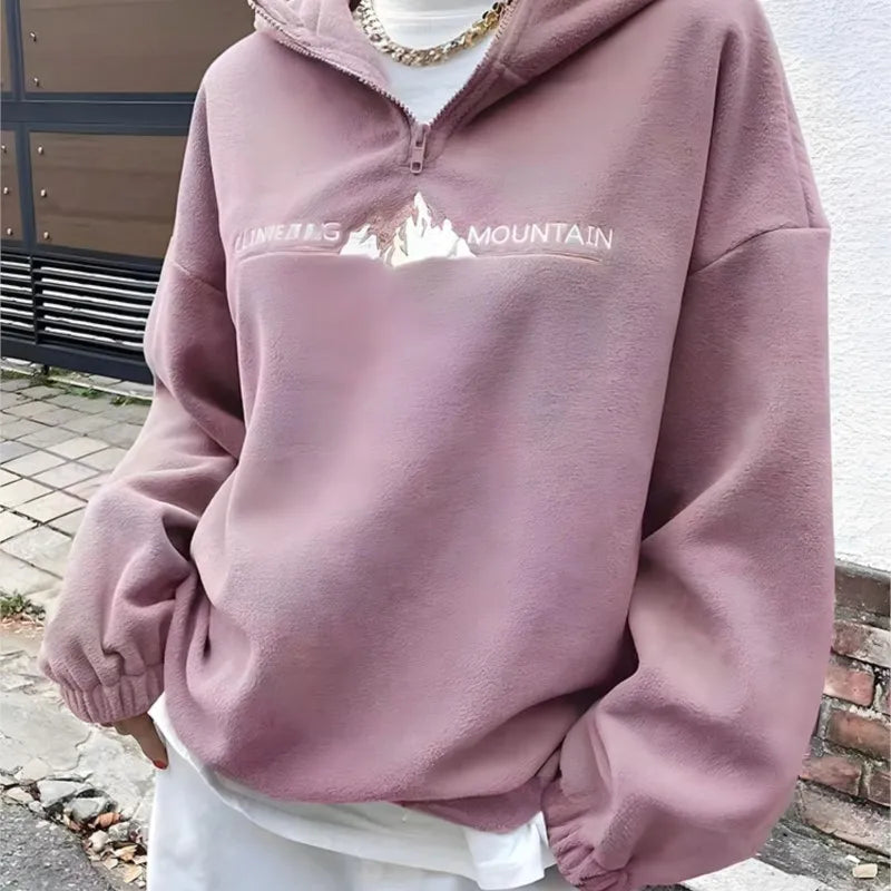 Felpa Donna  Giacca Sportiva Tuta Maniche Lunghe Cappuccio Maglia Shirt Fleece