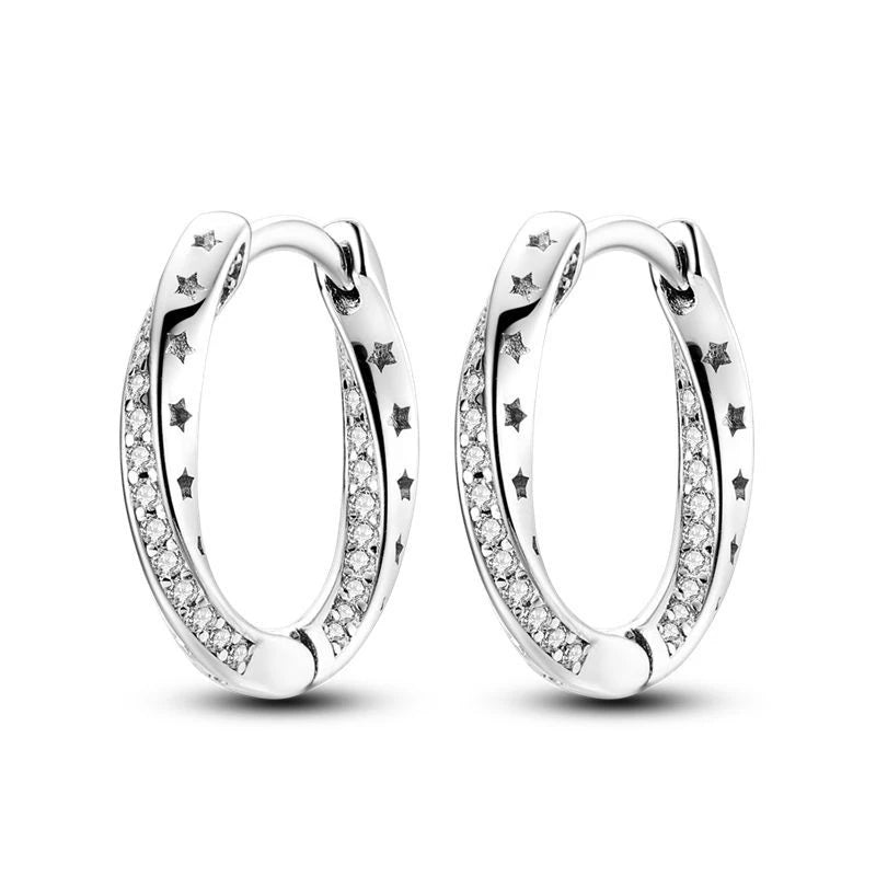 Funkelnde 925er Silber Creolen m. Zirkonia | Luxus-Qualität | Trend Ohrringe