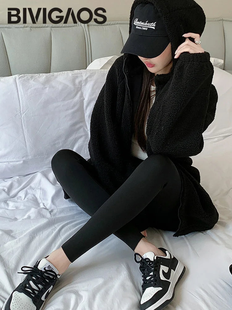 Frauen Hose Winter Warm Thermohose Innenfleece Blickdichte Strumpfhose Leggins