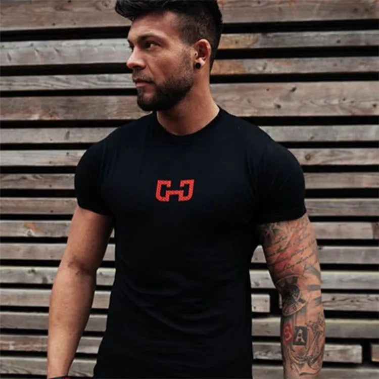 Männer Mode T Shirt Männer Tops Sommer Fitness Bodybuilding Kleidung Muscle Männlichen Shirts Baumwolle Slim Fit Tees