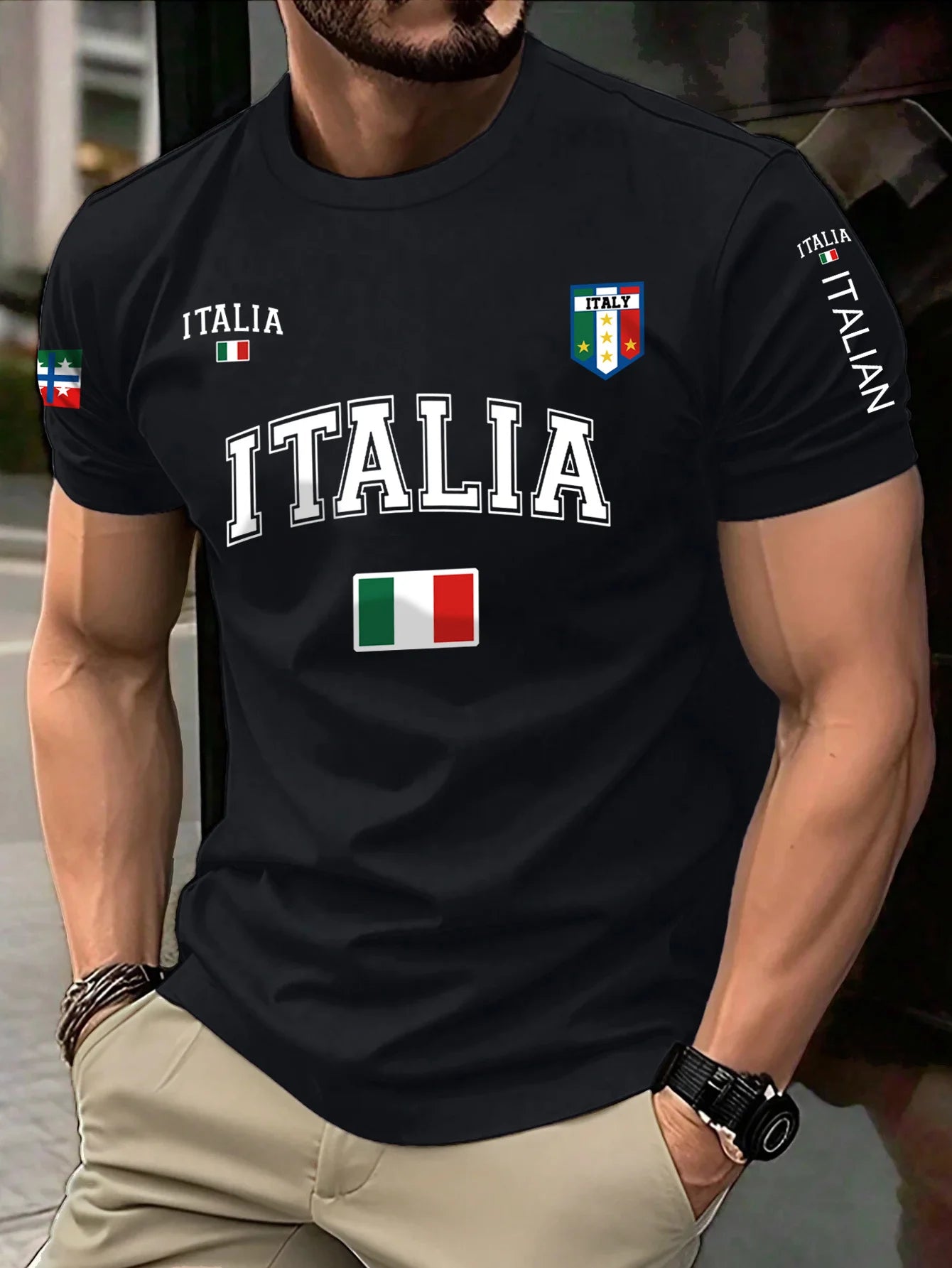 T-Shirt Uomo Manica Corta Italia Tops Maglietta Camicia Maglia Italy