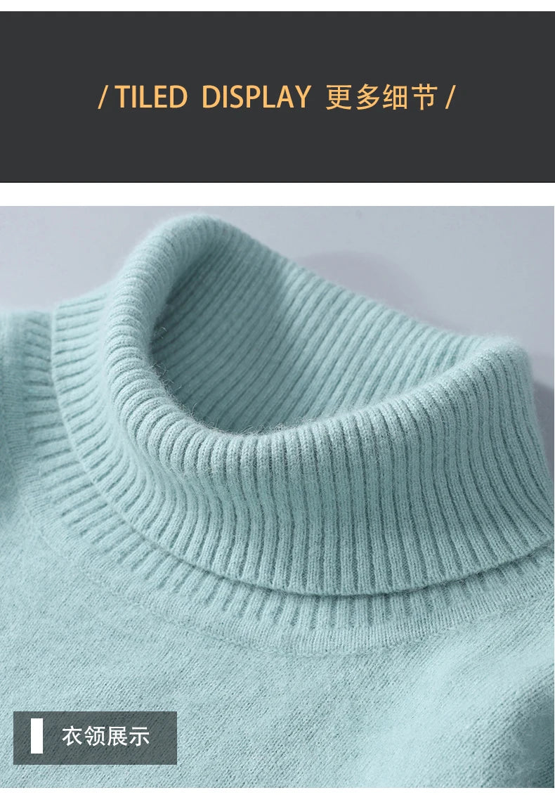 Herren Rollkragen Pullover Sweatshirt Langarm Pulli Sweater Shirt 100% Kaschmir