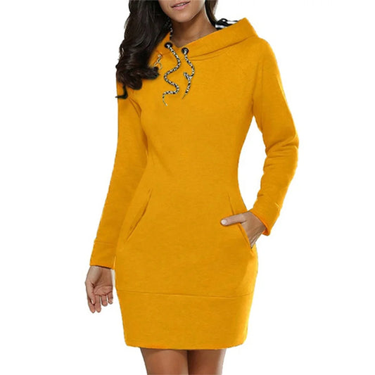 Damen Kapuzenkleid Pullikleid Party Kleid Minikleid Hoodie Kapuzenpullover