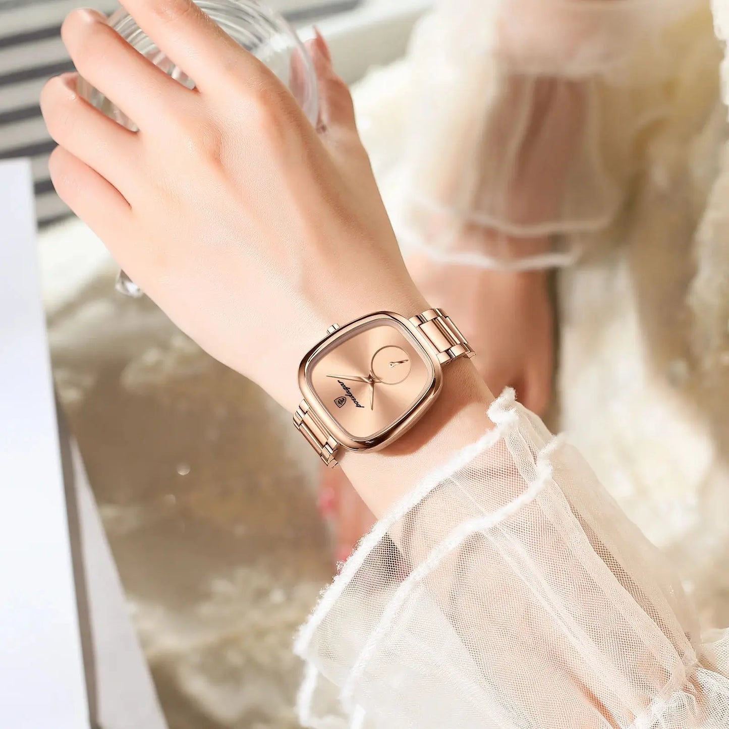 Damen Armbanduhr Armband Uhren Luxus Quarz Uhr Silber Gold Business Quarzuhr