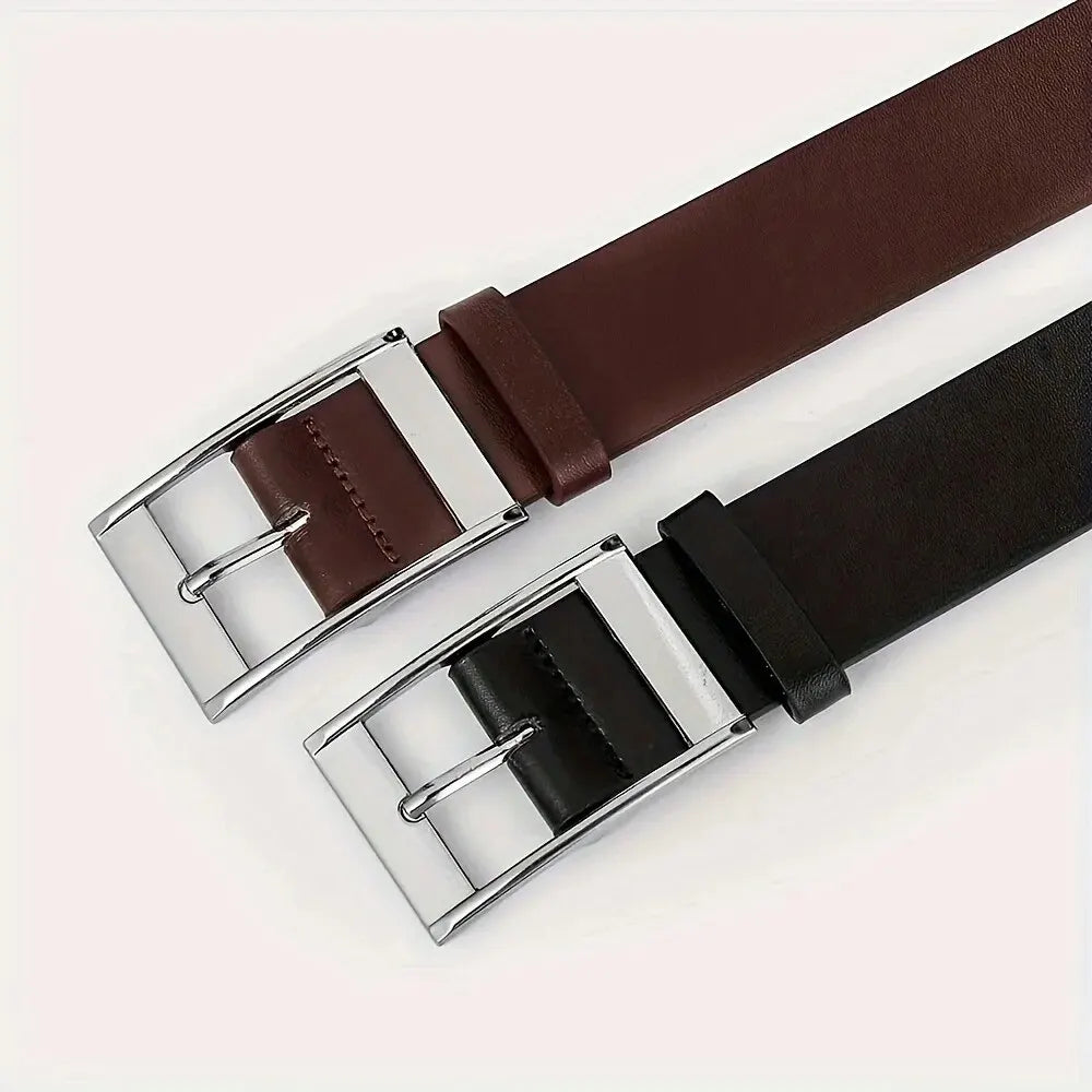 Fashion Jeansgürtel Herren Eckig Schnalle Echt Leder Gürtel Ledergürtel Schwarz