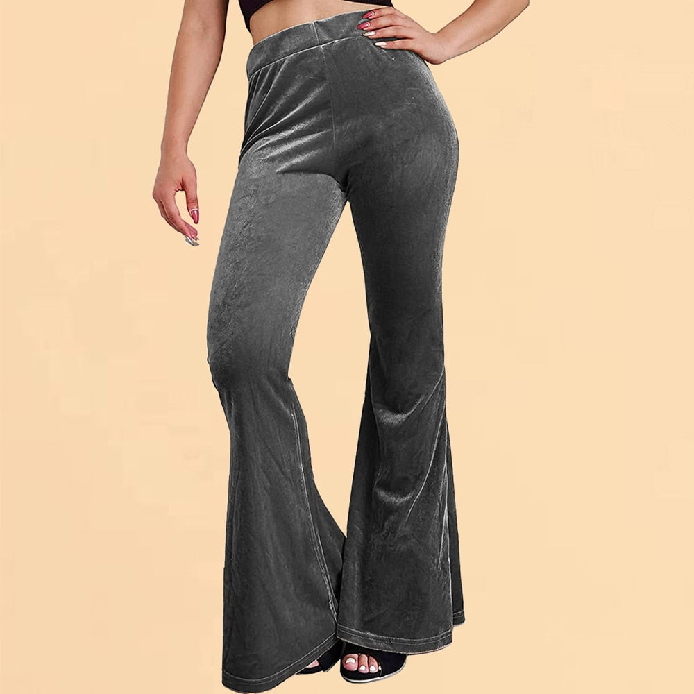 Damen Yoga Hose Bootcut Hüftjeans Samt Schlaghose Hip Retro Flared Leggins