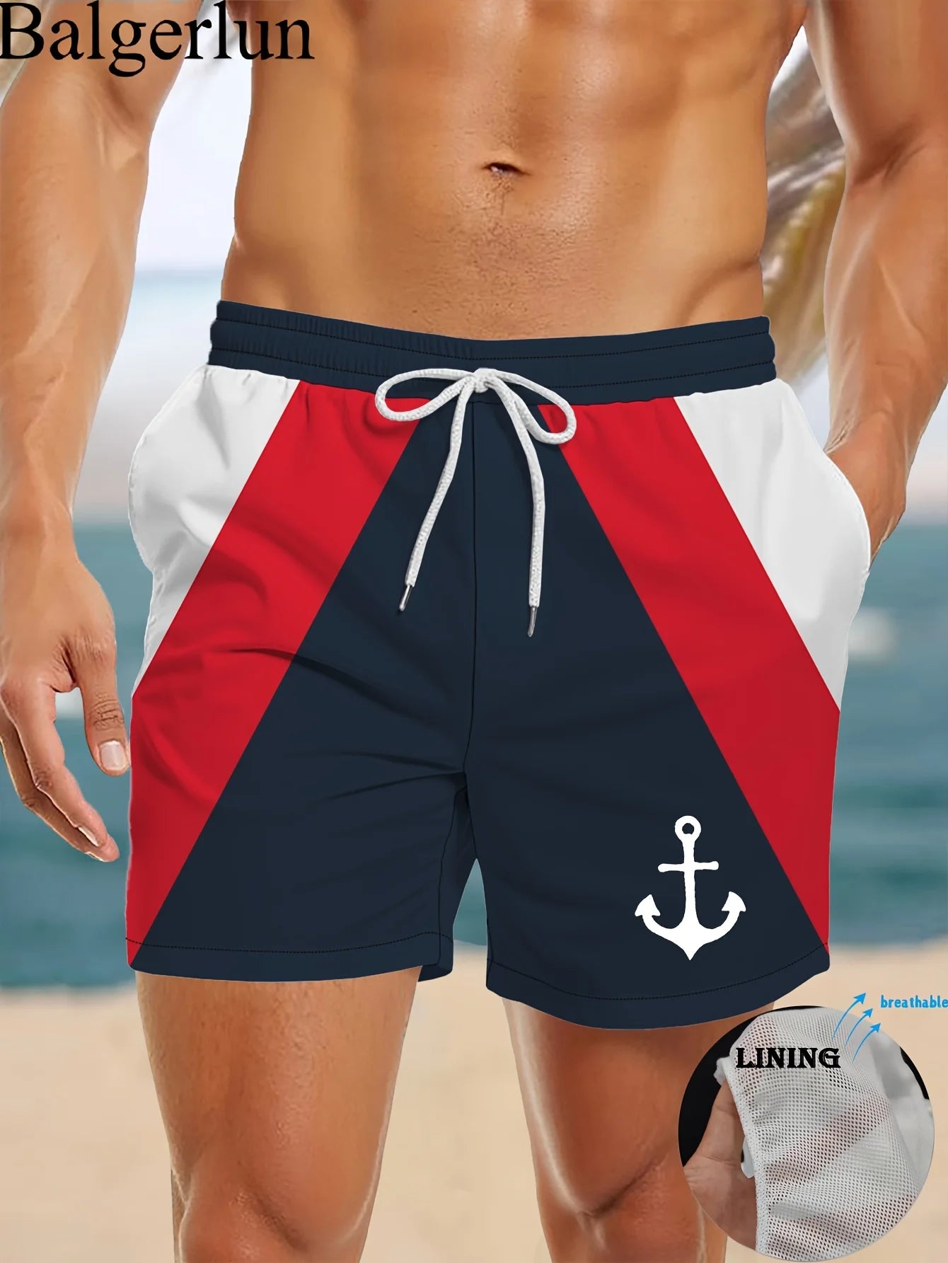 Hawaii-Badehose Herren Badeshort Kurzehose Shorts Schwimmhose 100% Polyester