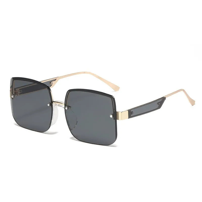 Randlose Sonnenbrille Damen Herren Farbverlauf Metallbügel UV400 Schutz