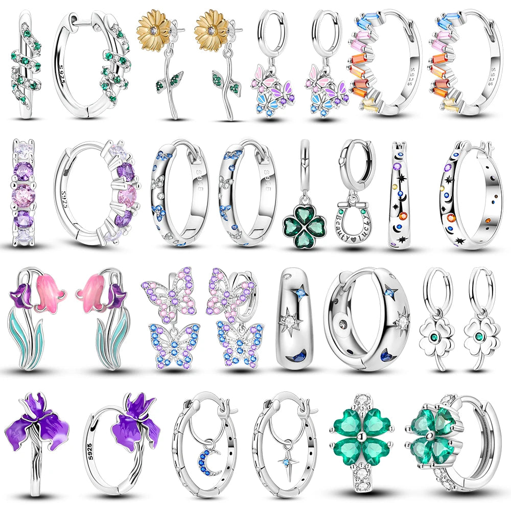 Orecchini a Cerchio in Argento 925 Sterling con Zirconi | Creole Brillantini