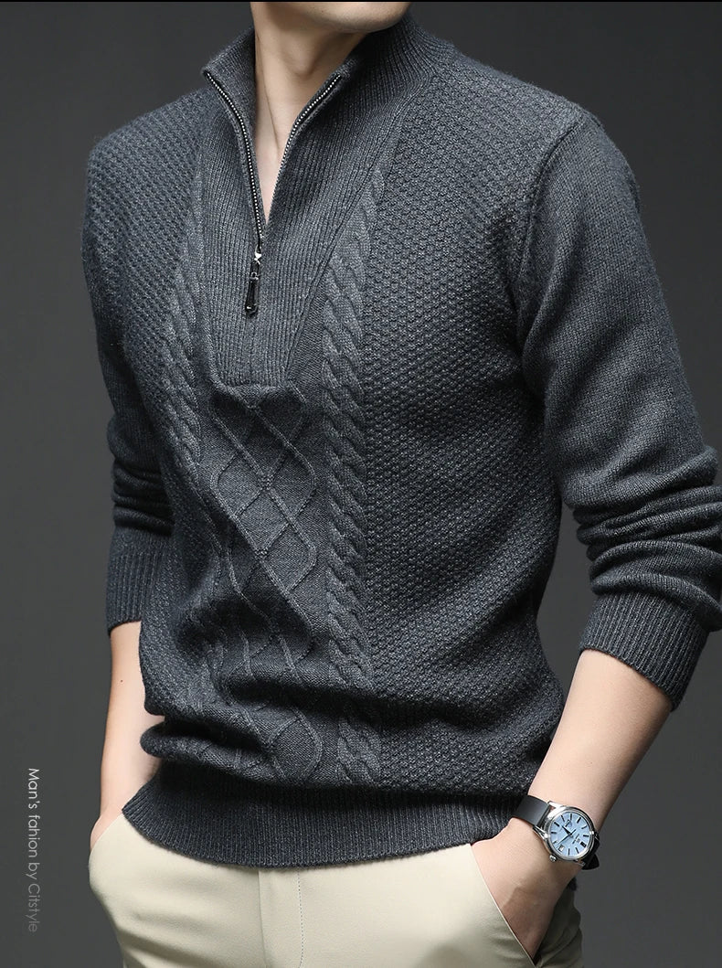 Herren Pullover Sweatshirt Troyer Pulli Sweater Stehkragen Zipper Langarmpulli