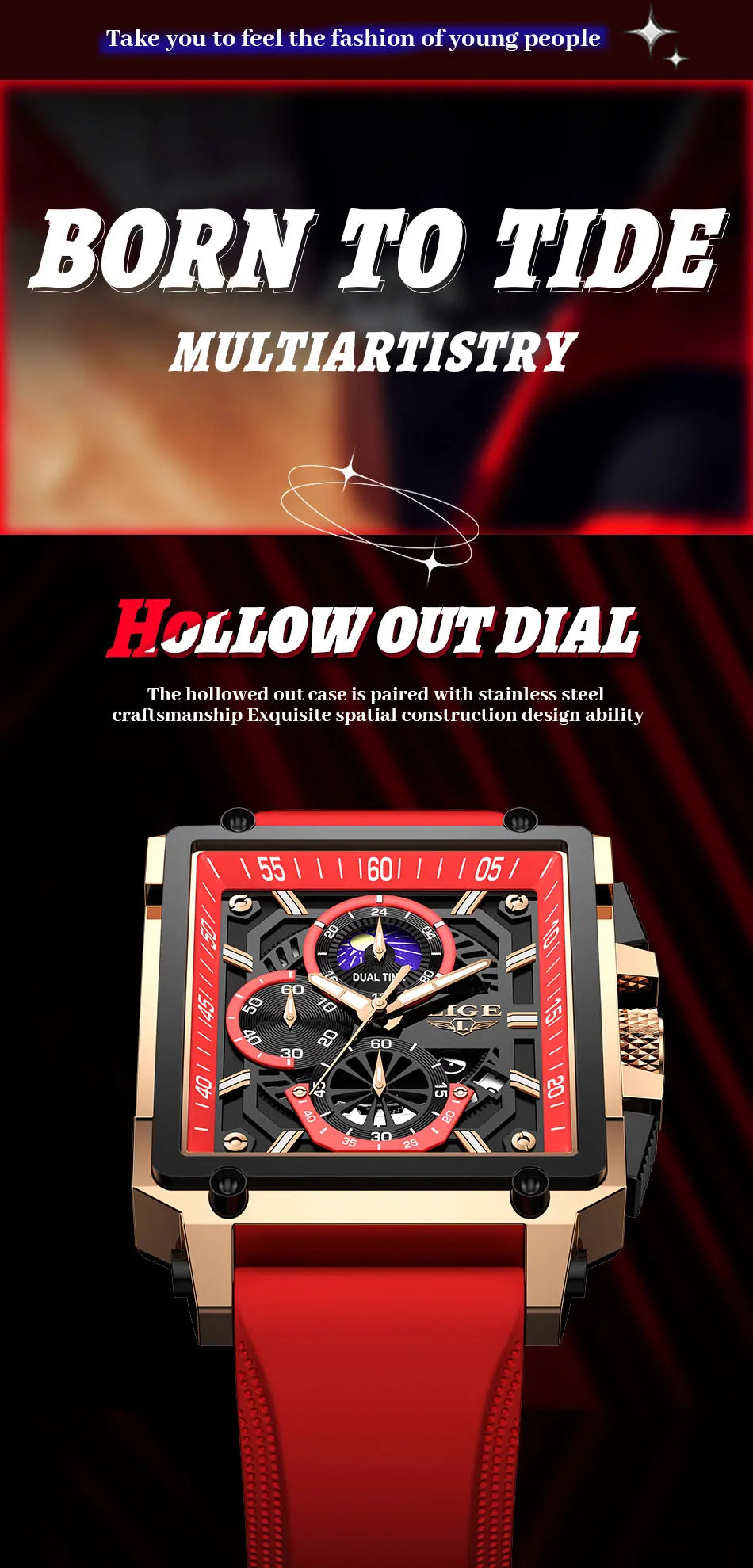Orologio Uomo Quarzo Acciaio Inossidabile Orologio digitale Cronografo sportivo