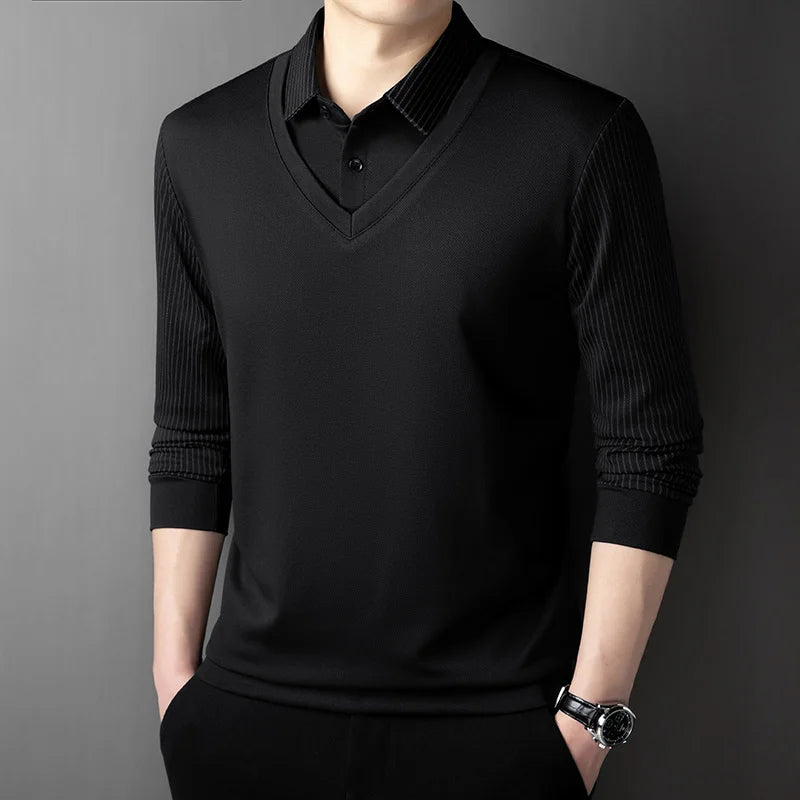Herren Poloshirt POLO Shirt T-Shirt Langarm Zipper Hemd Fashion Polohemd Top NEU