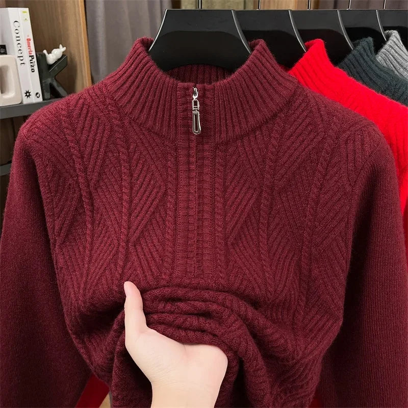 Herren Pullover Sweatshirt Troyer Pulli Sweater Stehkragen Zipper Langarmpulli