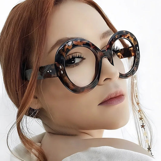 Damen Sonnenbrille Designer Luxus Brille Runde Übergröße Gläser Vintage UV400