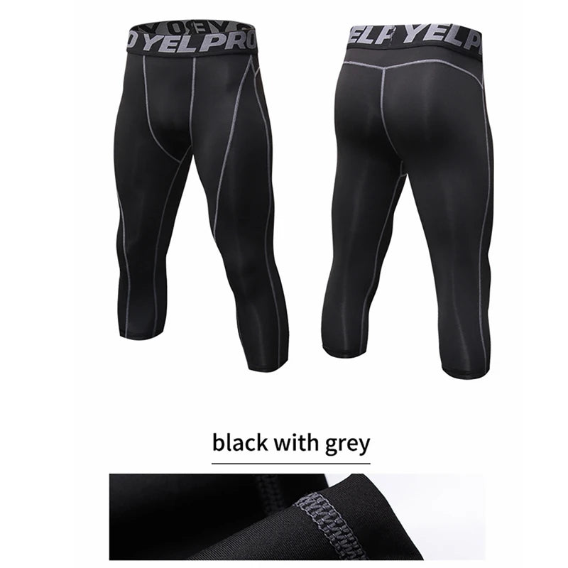 Pantaloni a Compressione da Uomo Leggings Calcio Corsa Palestra Leggins Calza