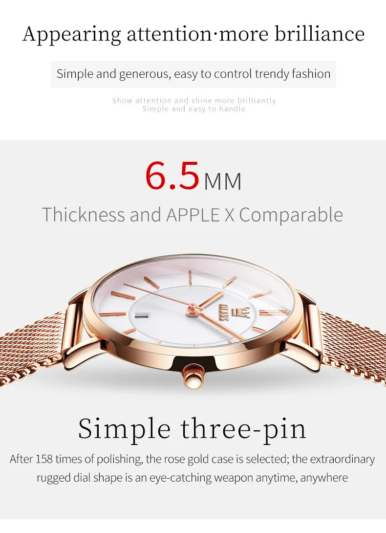 Orologio da Polso Donna Quarzo Quadrante Acciaio Inossidabile Classico Elegante