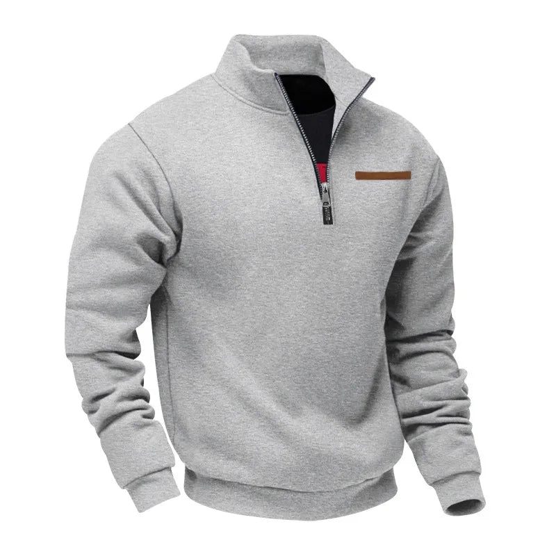 Herren Pullover Fleece Sweatshirt Troyer Pulli Sweater Stehkragen Langarmpulli